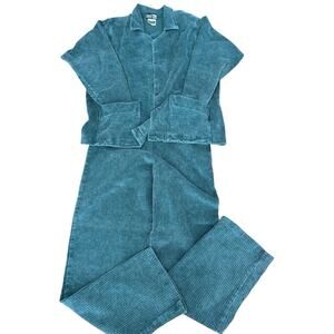 EZZE Wear Cord Cotton XL 2 Pc Green Comfort Pull On Pant Shirt Outfit Pockets